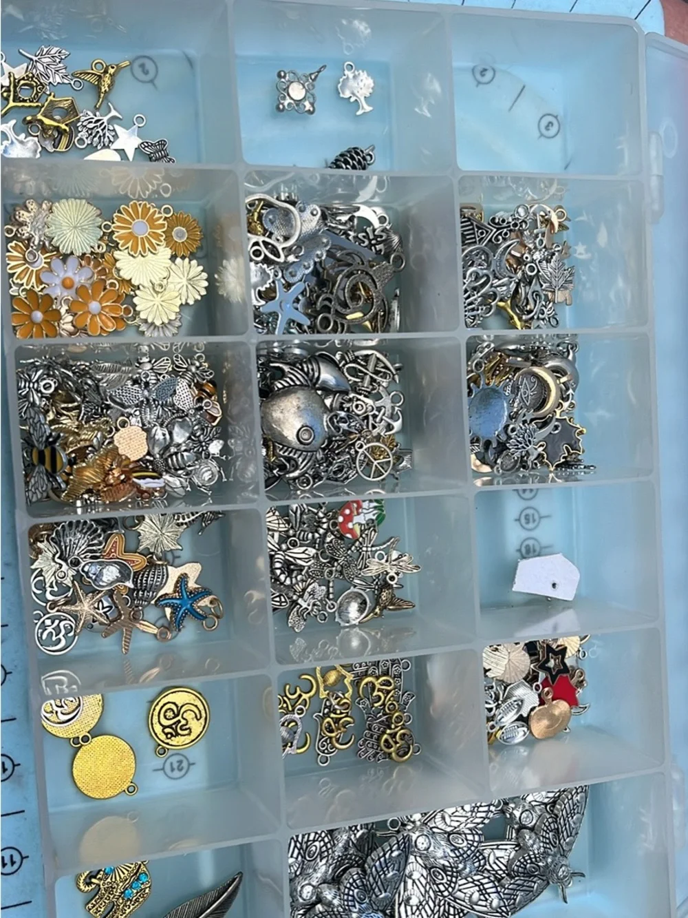 Craft Jewelry Charm Organizer - Light Blue Compartment Box